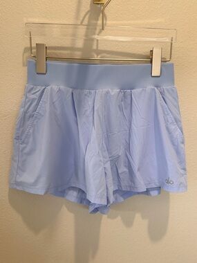 ALO Yoga Pastel Blue Athletic Shorts with Ribbed Waistband